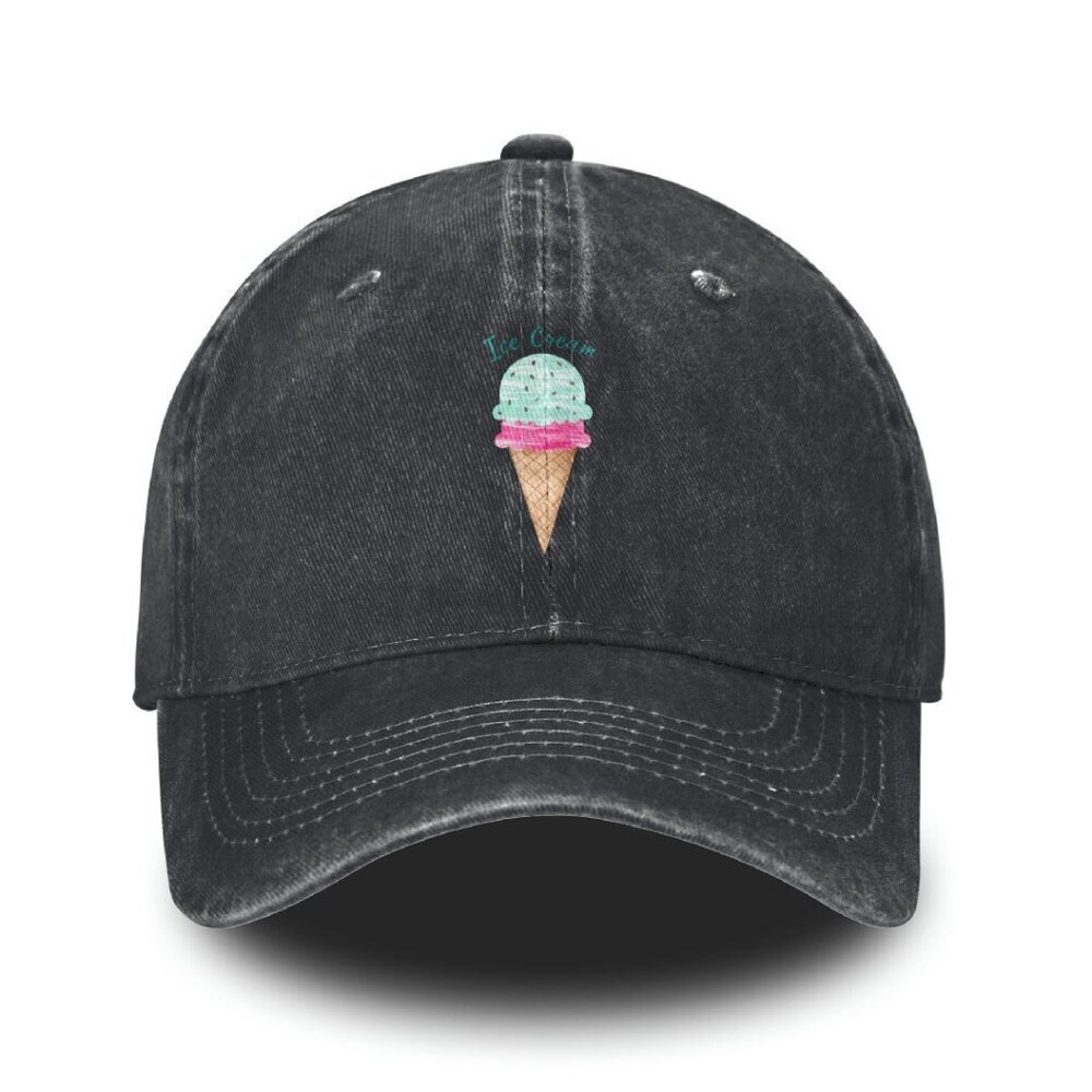 Adjustable Distressed Denim Trucker Hat with Printed Design Unisex